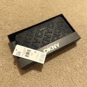 DKNY Embossed Black Zip Wallet